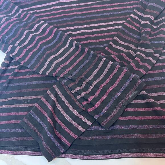 Veronica Beard Audrey Striped Knit Metallic Turtleneck Large Black Pink Purple - Picture 9 of 9